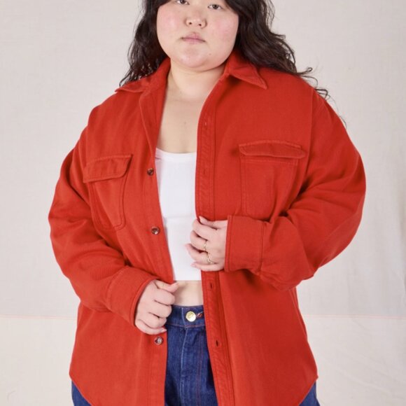 Flannel Overshirt (Mustang Red), L Large - Picture 4 of 7